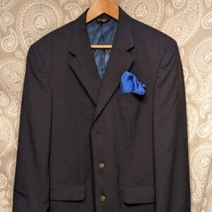 Joseph A. Banks Blazer Black 3 Button , Fully Lined, Light Wool, Good Condition